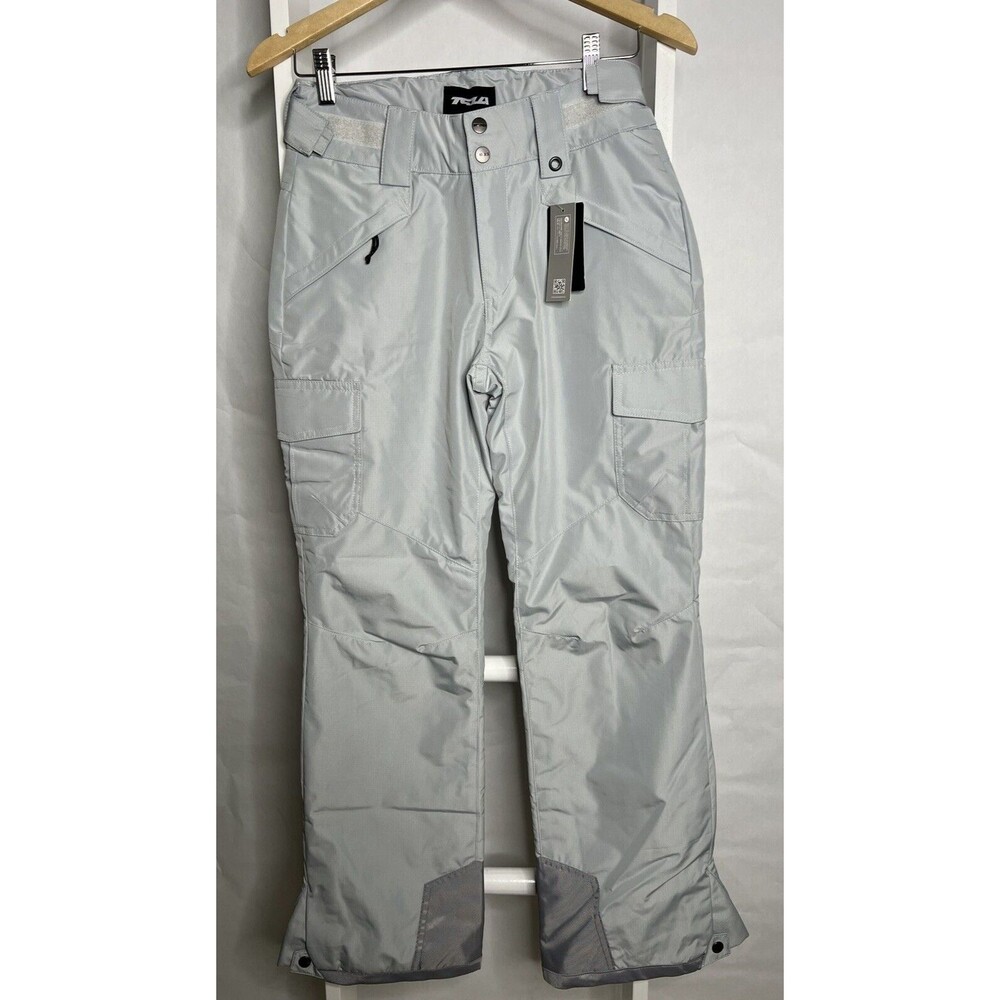 TSLA Winter Snow Ski Pants Womens S Gray Waterproof Insulated Ripstop Snowboard
